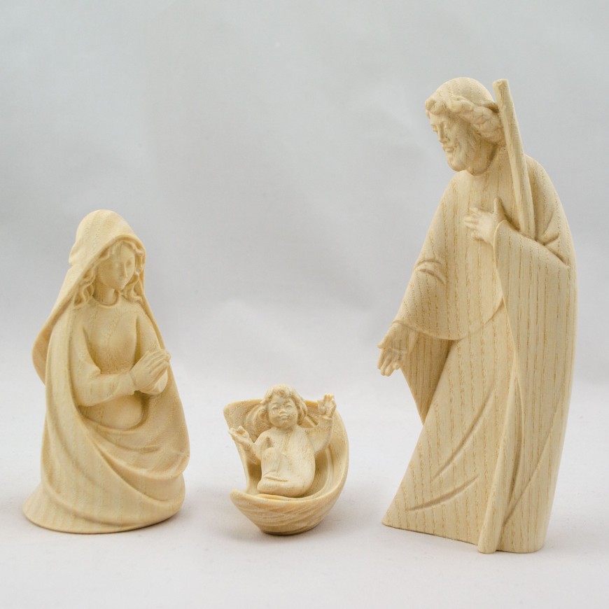 Holy Family Wood figures sculptures unique piece wood crib